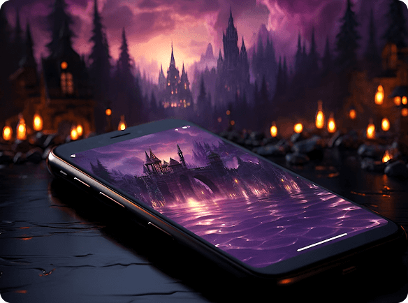 Phone against the background of the forest